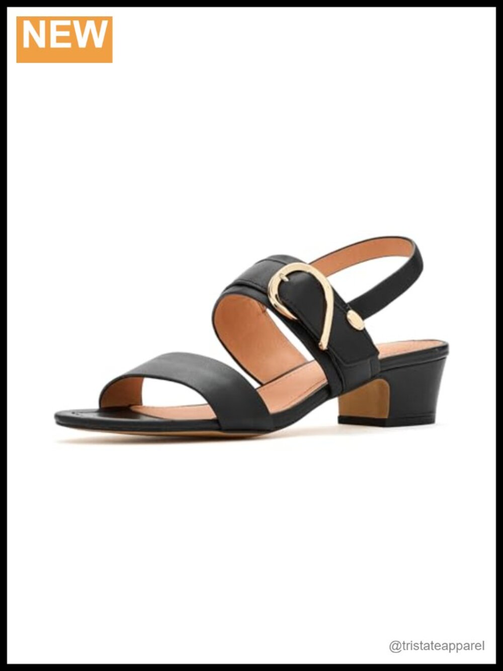 Patresa Slingback Block Heel Sandal Faux Leather Open Toe